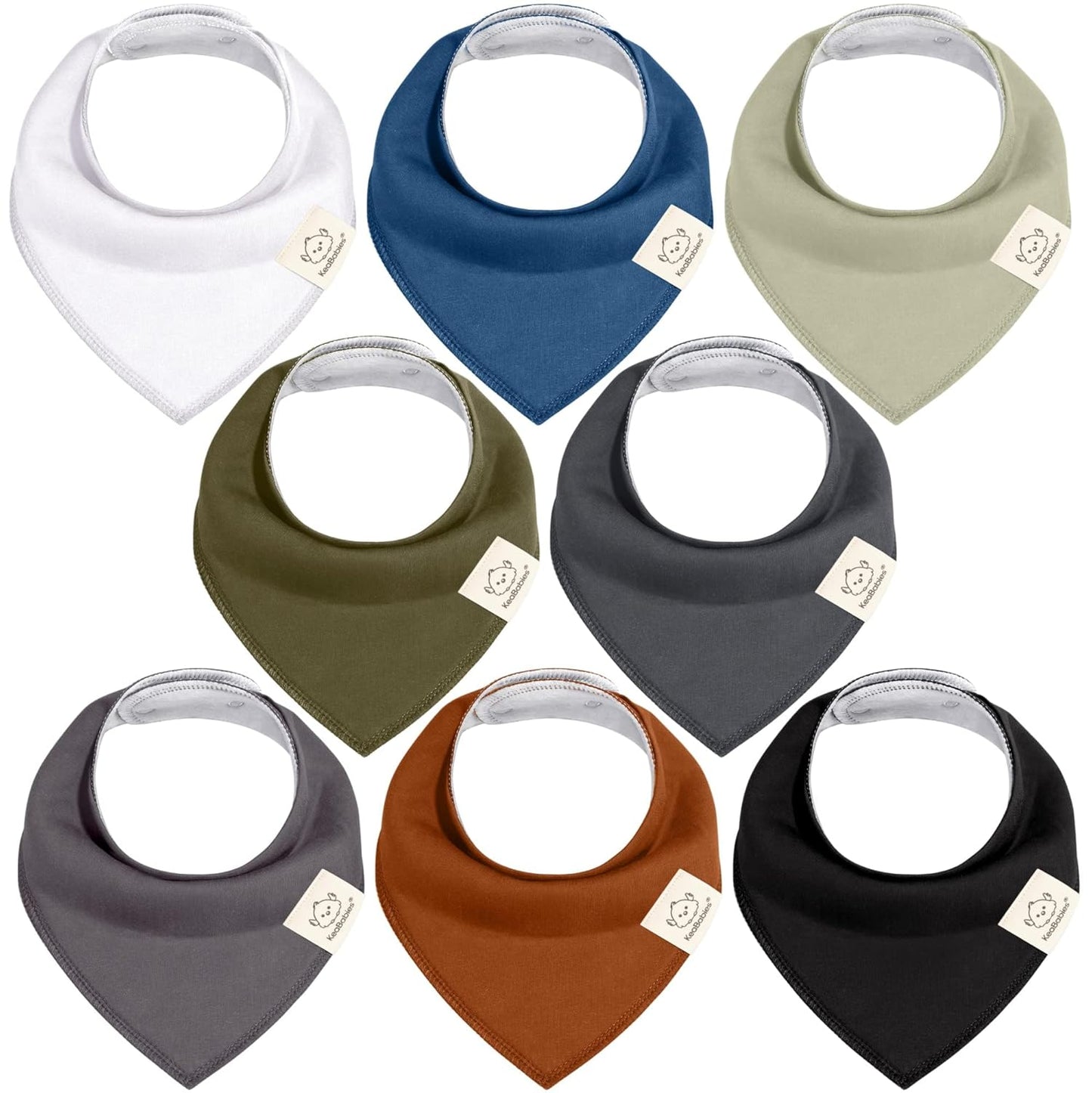 8-Pack Organic Baby Bandana Bibs for Boys, Girls - Super Absorbent Triangle Baby Bibs for Drooling