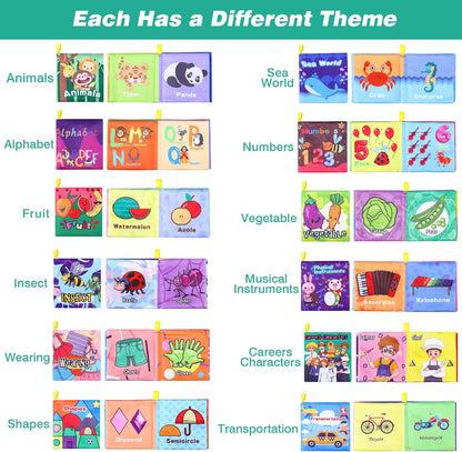 Baby Bath Books, Fabric Soft Baby Cloth Books, Early Education Toys, Waterproof Babies Book for
