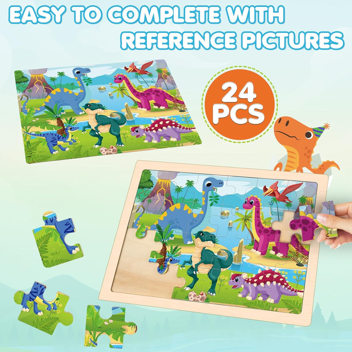 4 Packs Puzzles for Kids Ages 4-6, Wooden Animals Jigsaw Puzzles for Toddlers Ages 2-4, Preschool