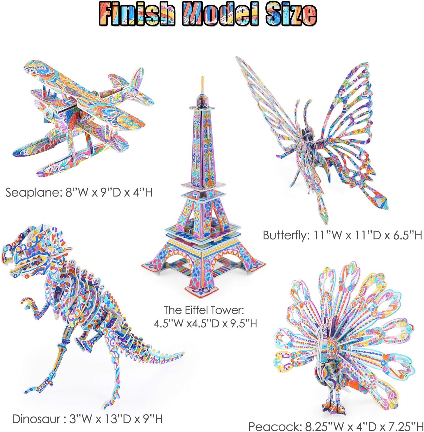 3D Coloring Puzzle Set, Arts and Crafts for Girls and Boys Age 6 7 8 9 10 11 12 Year Old, Fun