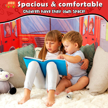 Britik Fire Truck Pop Up Tent Kids, Indoor Outdoor Playhouse Toy for 3+