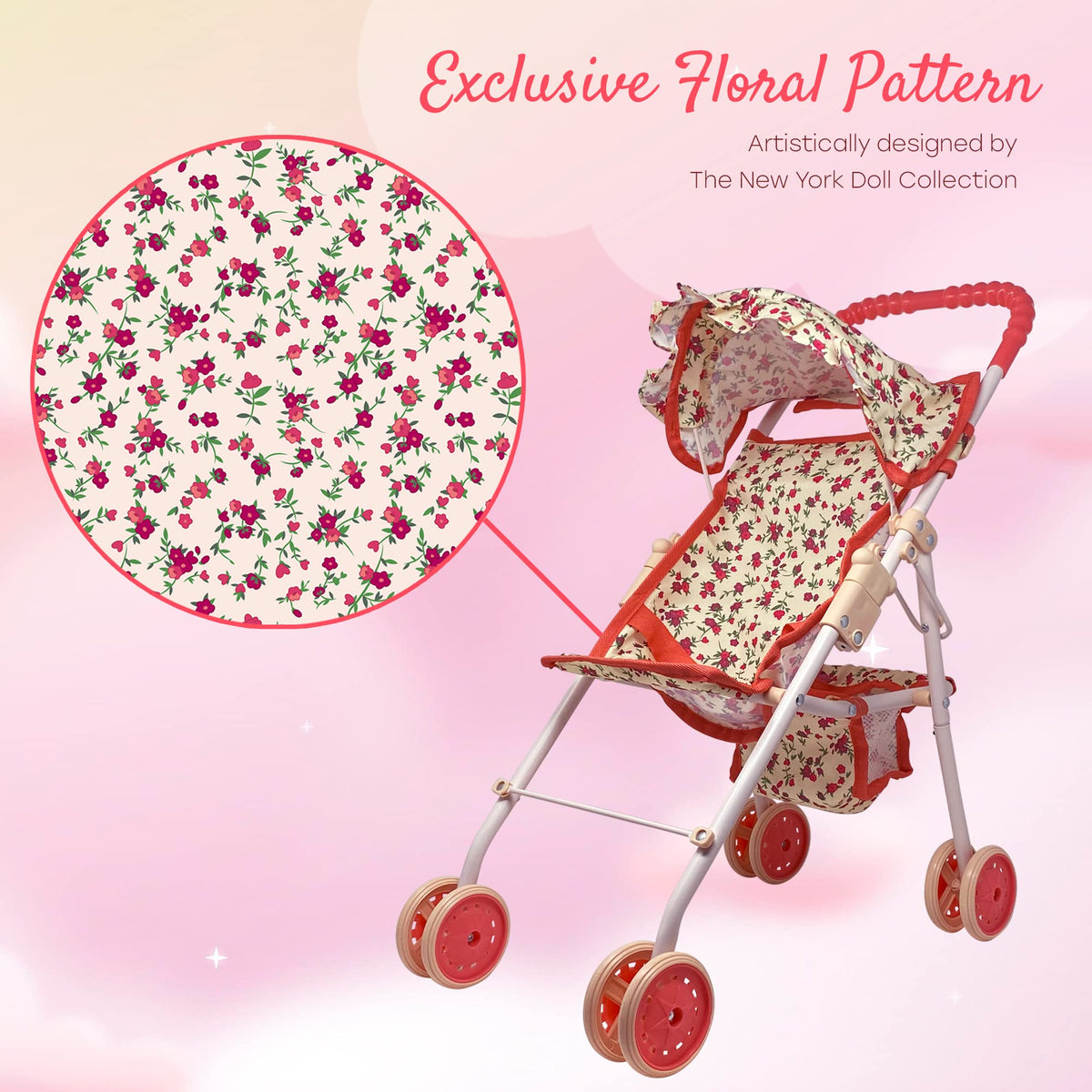 My First Baby Doll Stroller for Toddlers 3 Year Old Girls, Little Kids | Toy Stroller with Bottom
