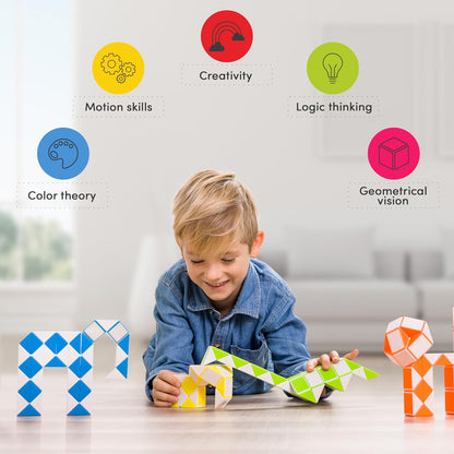 CUBIDI® Magic Snake Cube | Fidget Snake Toy for Kids | Travel Toys for Kids Ages 4-8 | Great Gift