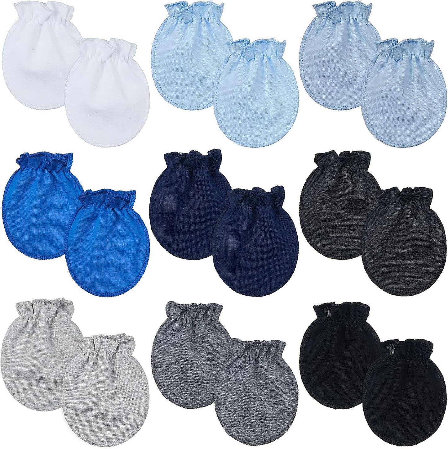 9 Pairs Newborn Baby Boys Girls Mittens 0-6 Months Infant Toddler Mittens No Scratch Solid Color