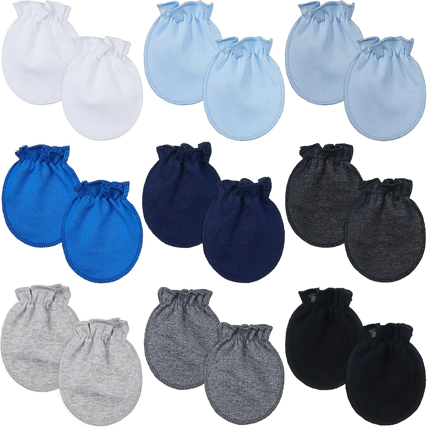 9 Pairs Newborn Baby Boys Girls Mittens 0-6 Months Infant Toddler Mittens No Scratch Solid Color