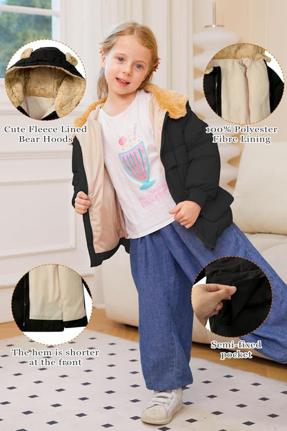 TUONROAD Baby Girls Coats for 6 Months-5 Years Toddlers Boy Winter Jacket Warm Bear Hooded Outdoor