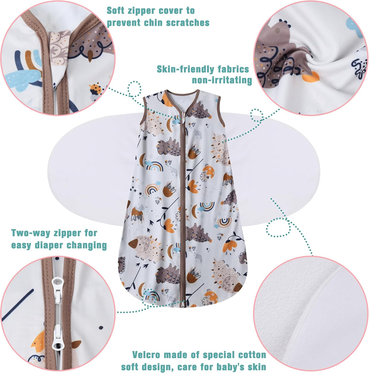 Newborn Sleep Sack Baby Swaddle,3-Way Adjustable Wearable Blanket,100% Rayon Cotton Swaddling