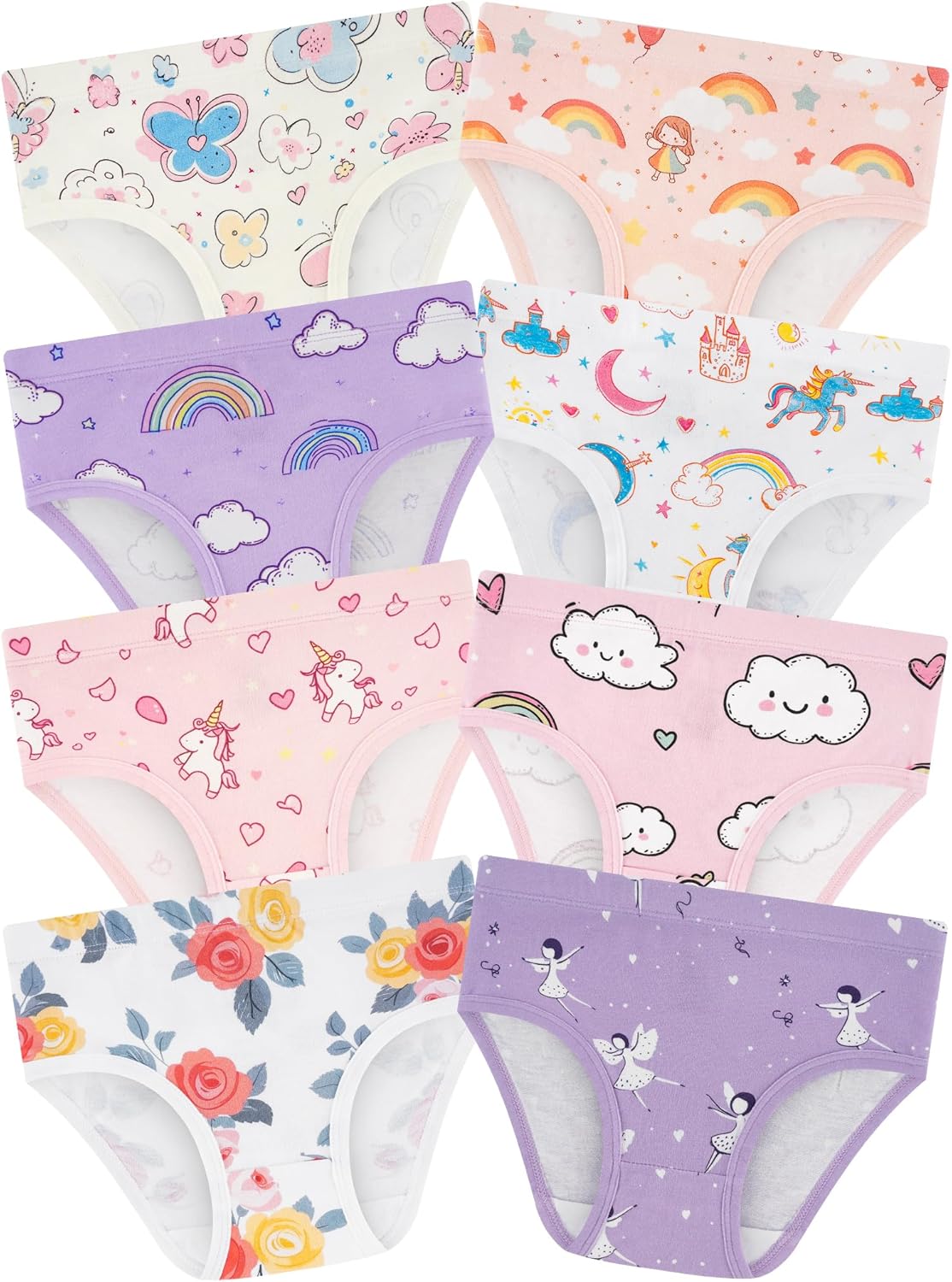 Girls' Underwear,Soft Cotton Tagless Panties for Toddlers' & Little Kids Comfort,Breathable