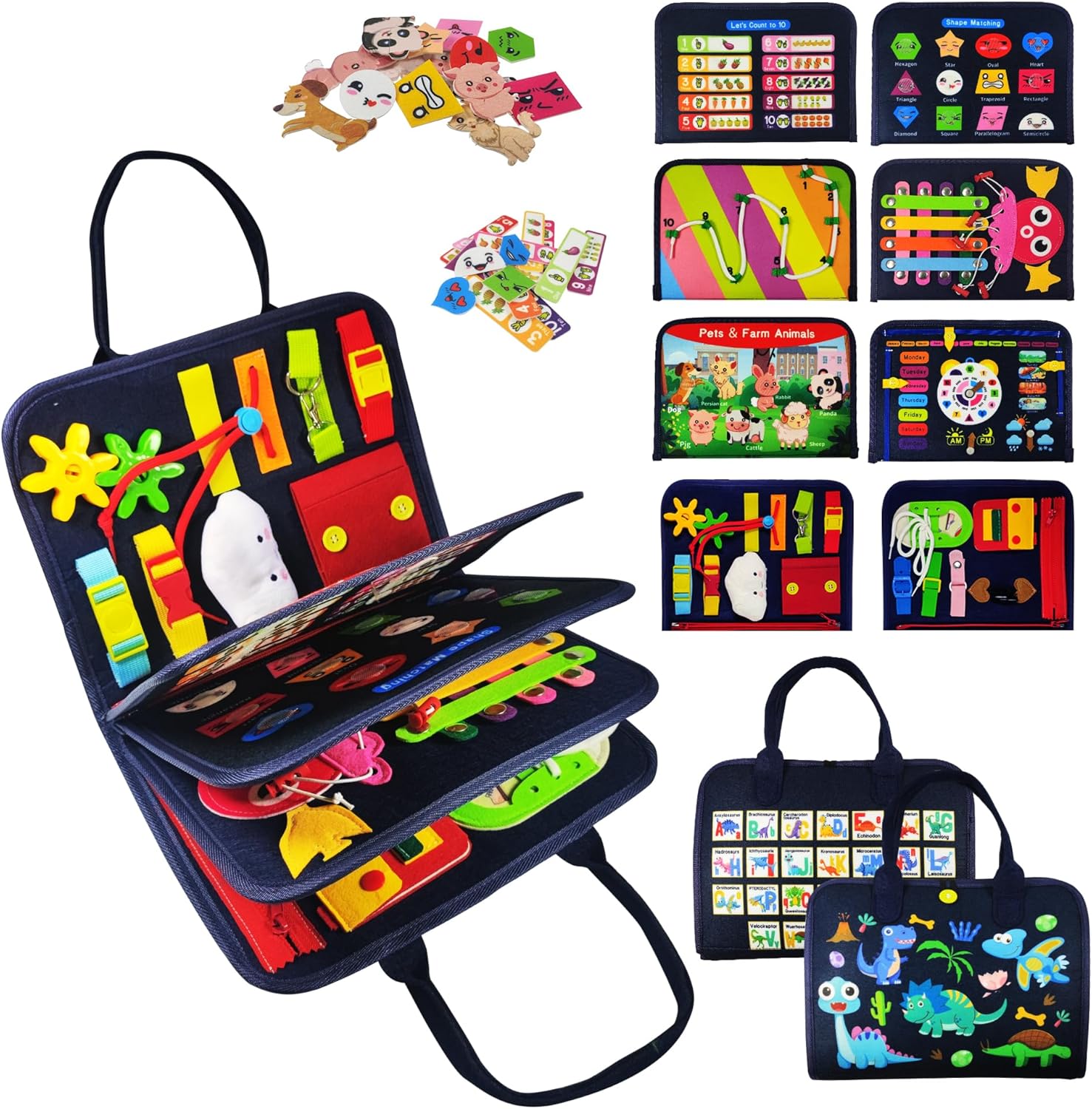 TenFans Busy Board - Montessori Toys for 1 2 3 4 Year Old - Sensory Toys for Toddlers 1-4 - Gifts