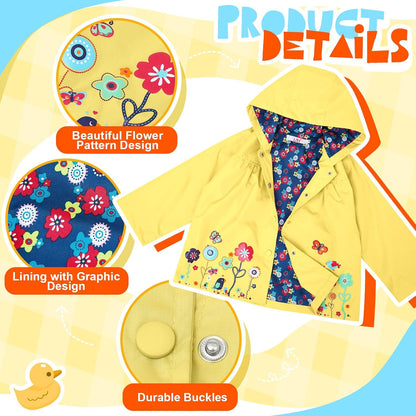 2 Pcs Toddler Raincoat Rain Boots Set Kids Baby Cartoon Hoodie Zipper Jacket Short Rain Shoes for