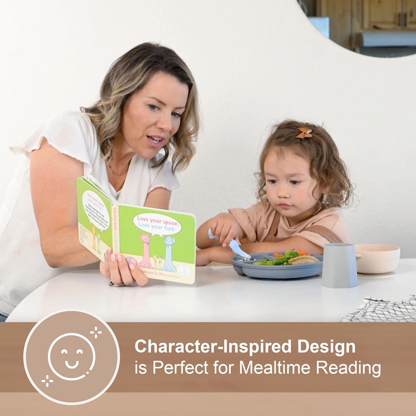 Made in USA Spoon la la Toddler Utensils Set (2 Pack) & Board Book - Spoon & Fork for Kids