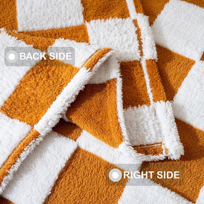 Fleece Baby Blanket for Boys 3D Checkerboard Design, Warm Cozy and Fluffy Infant Newborn Toddler