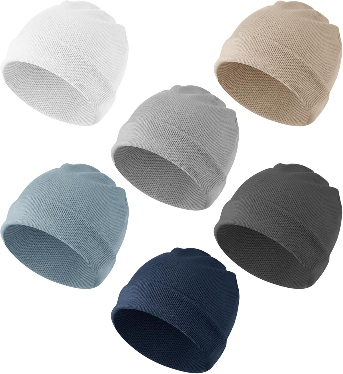 Konssy 6 Pack Baby Beanie Hats for Unisex, Toddler Beanies Baby Girl Boy Hat Warm Cap for Infant