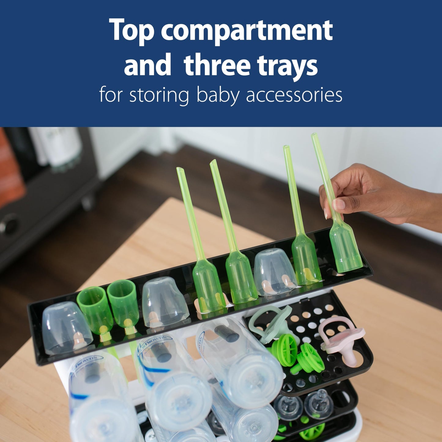 Dr. Brown's Drying Tower, Stand-Up Drying Rack, Countertop Baby Bottle Drying with Organized