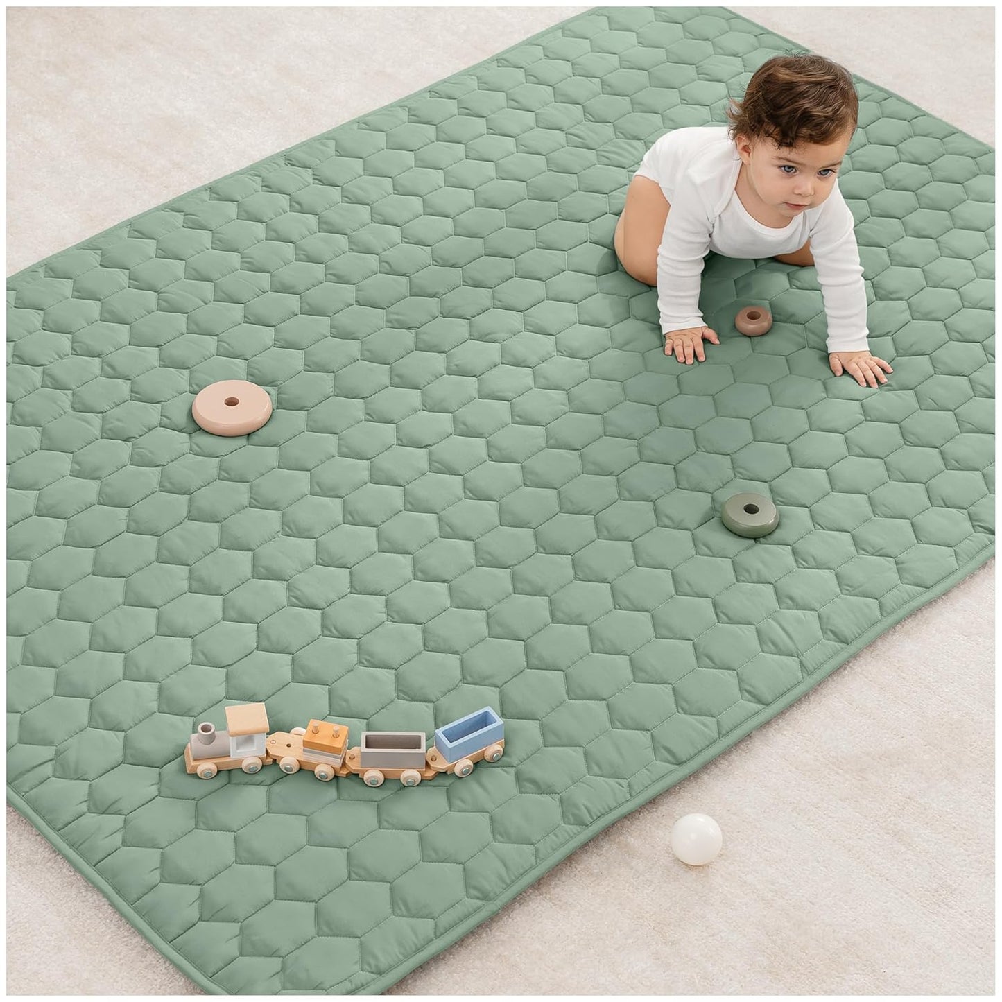 Comfy Cubs Rectangle Kids Play Mat - Medium 48 x 72 inches Soft Quilted Baby Floor Mat with