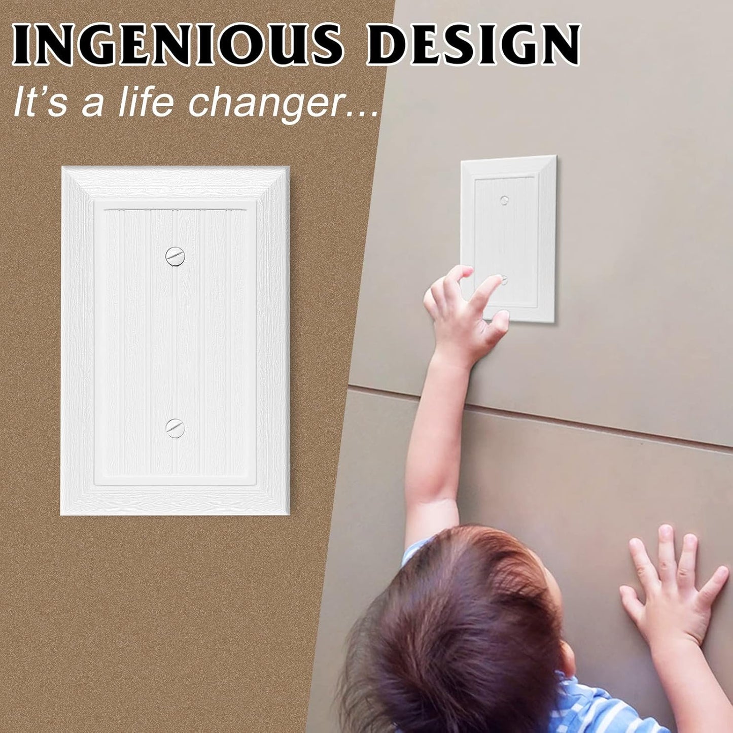 Modern Decorative Wall Plate Switch Plate Outlet Cover, Vintage Retro Wood Grain Design(Single