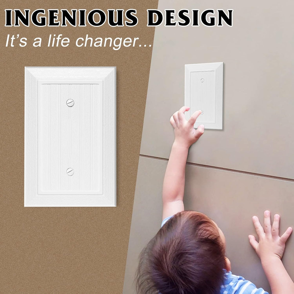 Modern Decorative Wall Plate Switch Plate Outlet Cover, Vintage Retro Wood Grain Design(Single
