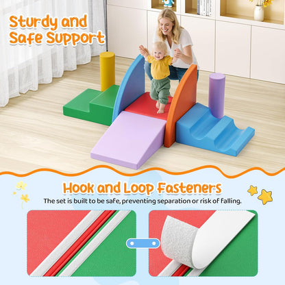 Lischwert Foam Climbing Blocks for Toddlers 1-3, 8pcs Soft Play Set with Crawling Exploration Toys