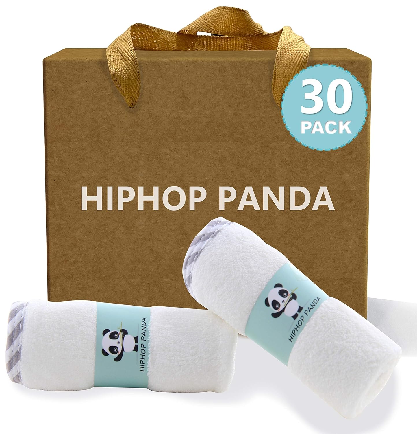 HIPHOP PANDA Baby Washcloths, Rayon Made from Bamboo - 2 Layer Ultra Soft Absorbent Newborn Bath