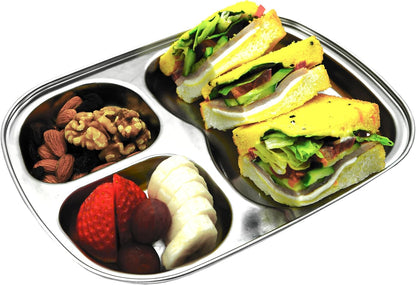 Korean Stainless Steel Divided Plates, Kids Toddlers Babies Tray, BPA Free, Diet Food Control