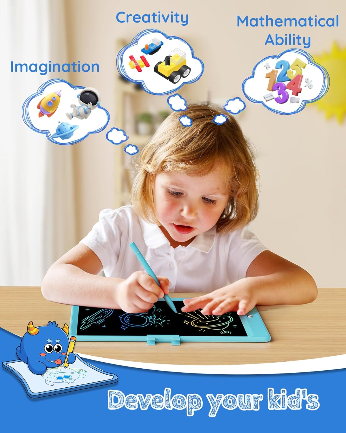 TEKFUN LCD Writing Tablet Doodle Board, 10inch Colorful Drawing Tablet Writing Pad, Kids Travel