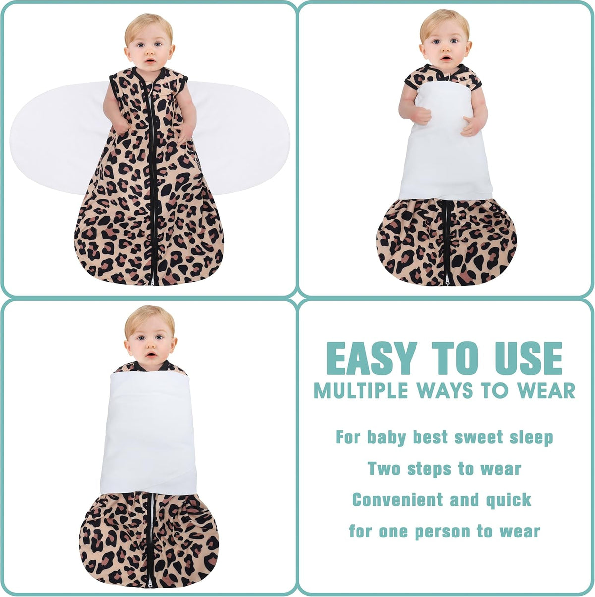 Newborn Sleep Sack Baby Swaddle,3-Way Adjustable Wearable Blanket,100% Rayon Cotton Swaddling