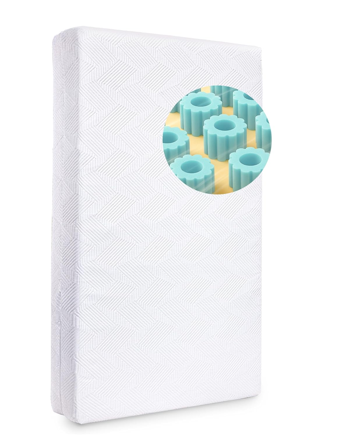 BABELIO Ergonomic Zoning Crib Mattress Dual-Sided Memory Foam Waterproof 6" Thick Toddler Mattress