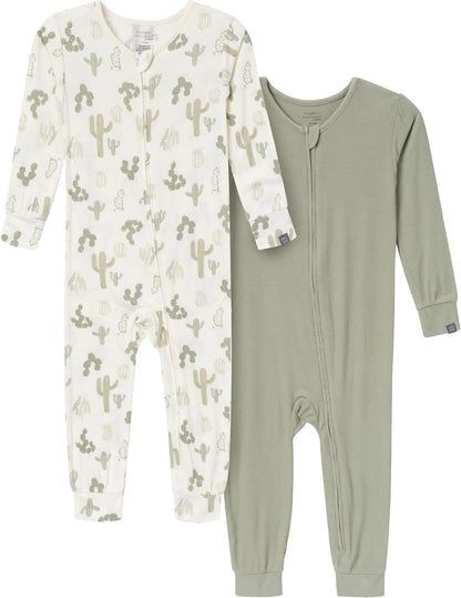 Modern Moments by Gerber Unisex Baby Viscose 2-Pack Footless Tight Fitting Pajamas