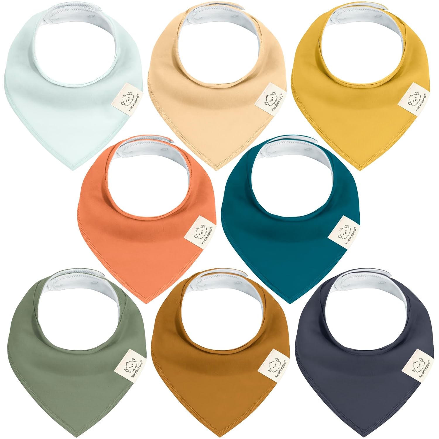 8-Pack Organic Baby Bandana Bibs for Boys, Girls - Super Absorbent Triangle Baby Bibs for Drooling