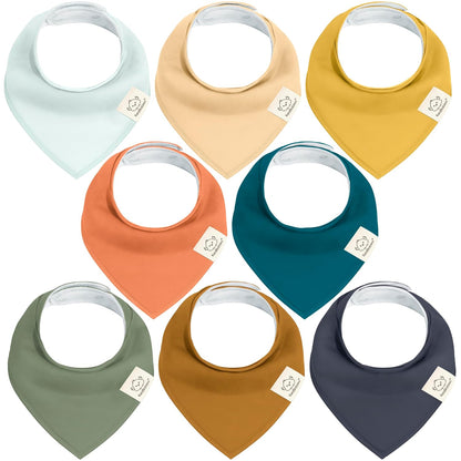 8-Pack Organic Baby Bandana Bibs for Boys, Girls - Super Absorbent Triangle Baby Bibs for Drooling