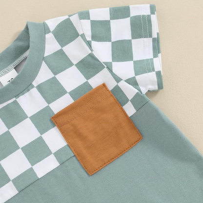 fhutpw Baby Toddler Boy Clothes Summer Outfits 6 12 18 24 Months Patchwork Short Sleeve T Shirt &