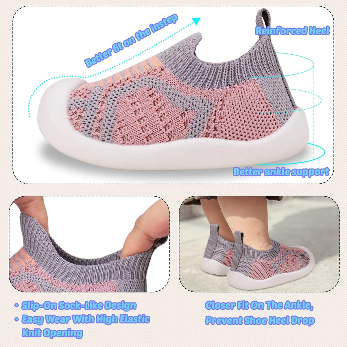 Charrost Toddler Baby Girl Boy First Walking Shoes Checkered Sneakers Sizes 3/4/5/6/7/8T. Soft
