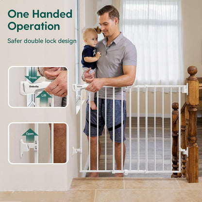 Babelio 26-43" No Bottom Bar Baby Gate for Babies, Elders and Pets, 2-in-1 Hardware Mount Dog Gate