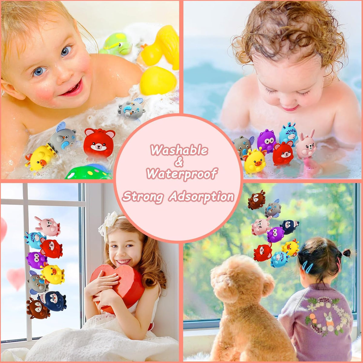 48 Pcs Party Favors for Kids, 3D Animal Pop Fidget Toys Bulk, Sensory Bath Suction Toys for