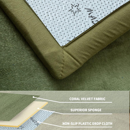 MAXYOYO Coral Velvet Area Rug, Thick Japanese Tatami Mat Living Room Carpet with Non-Slip Backing