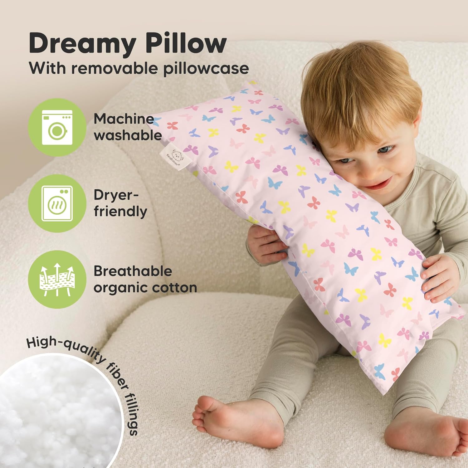 Toddler Pillow with Pillowcase - 10x18 My Little Dreamy Kids Travel Bed Pillows for Sleeping