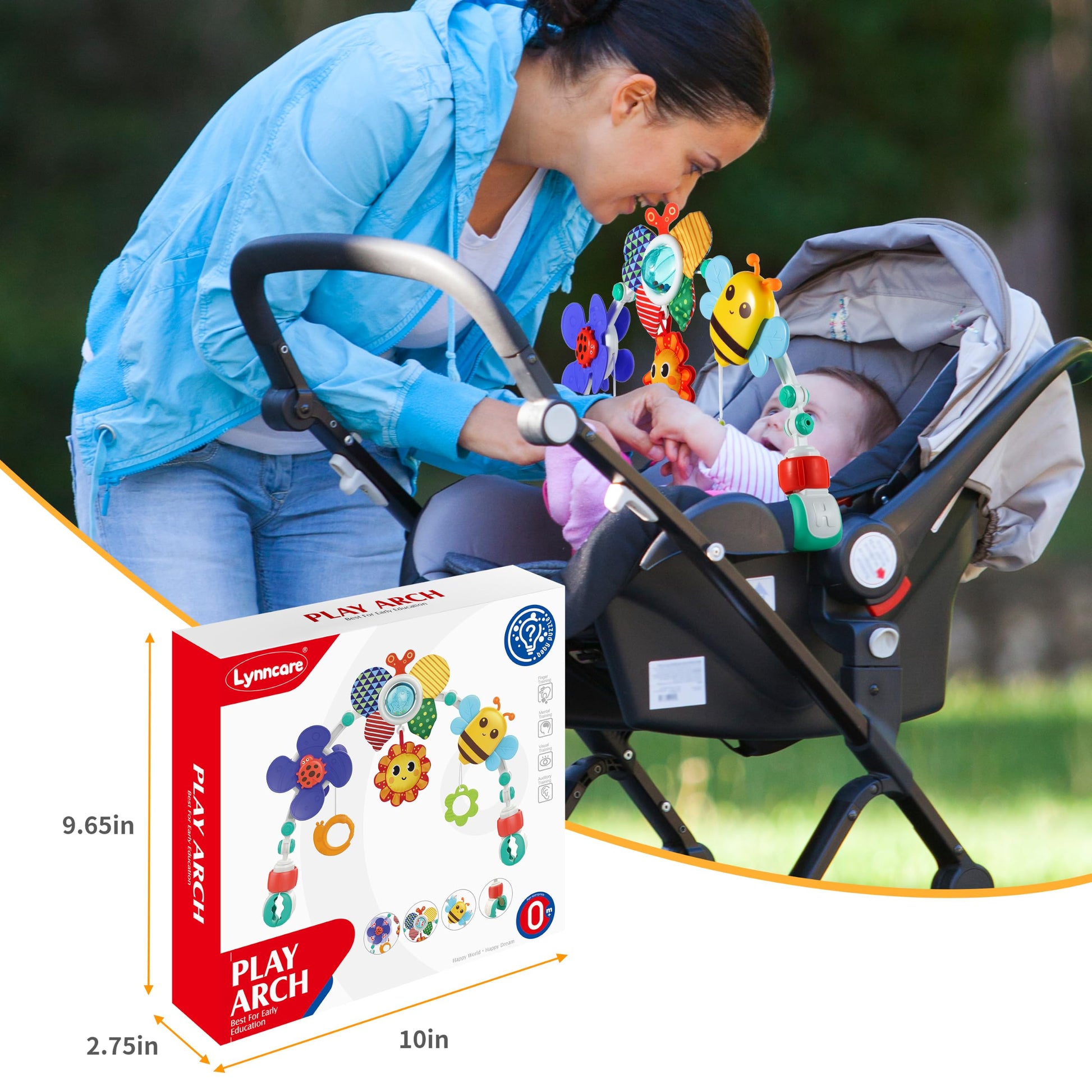 Lynncare Adjustable Arch Bassinet Toys for Infant & Toddlers, Stroller Arch, Baby Crib Toys with