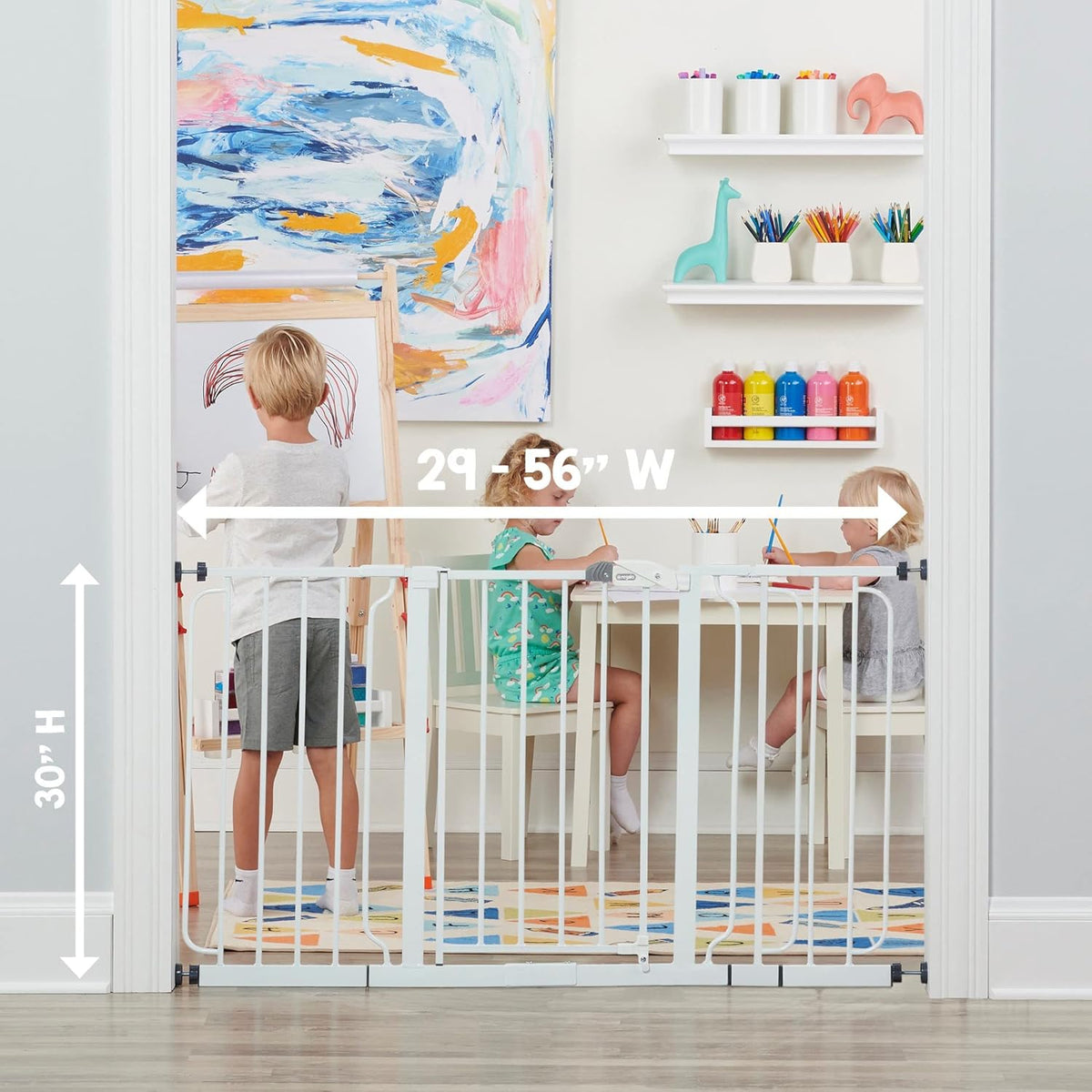 Regalo 56-Inch Extra WideSpan Walk Through Baby Gate, Includes 4-Inch, 8-Inch and 12-Inch