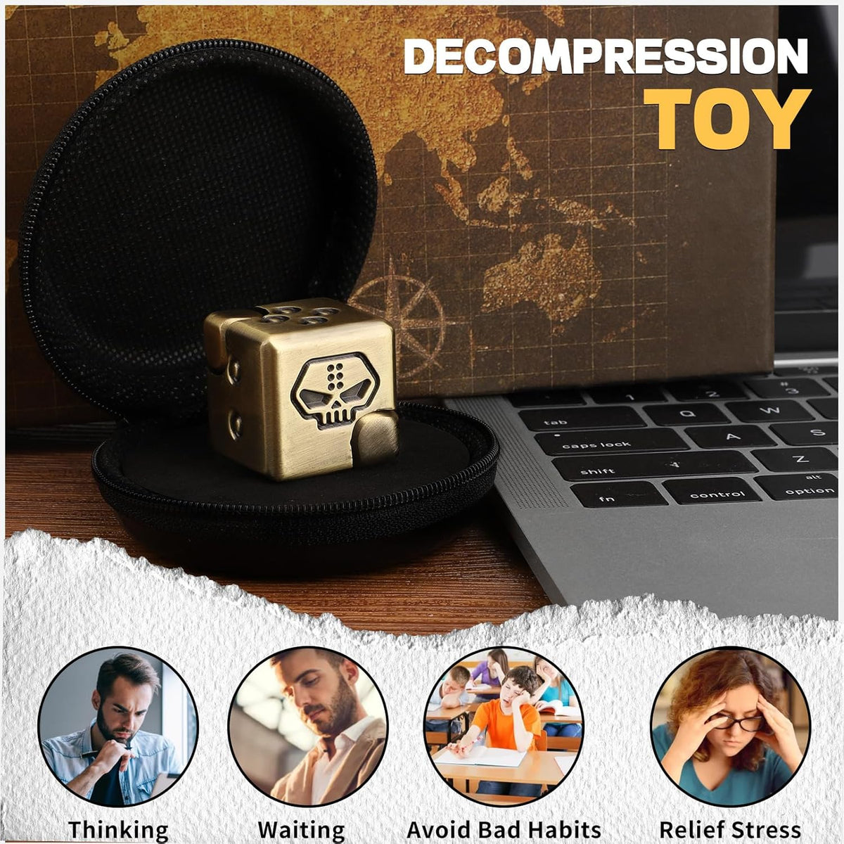 Metal Infinity Cube Fidget Spinner for Kids Adults, 2-in-1 Magnet Dice Fidget Hand Toys Focus