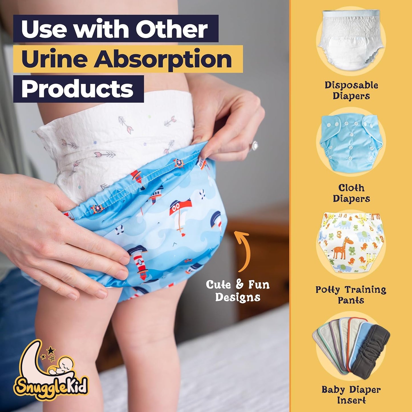 Waterproof Plastic Underwear for Potty Training, 6-Pack - Super-Soft Cloth Diaper Covers with