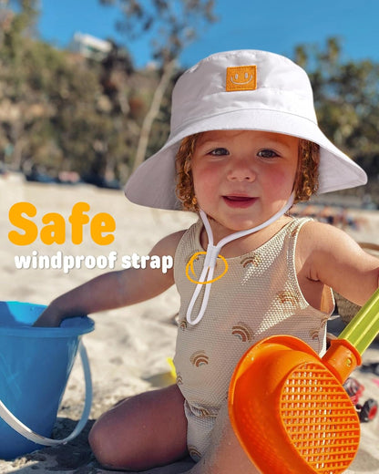 FURTALK Baby Sun Hat Smile Face Toddler Boys Girls Bucket Hat 0-5 Years Kids UPF 50+ Sun Protection