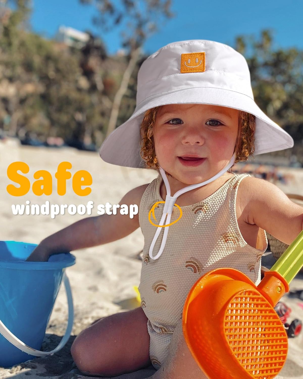 FURTALK Baby Sun Hat Smile Face Toddler Boys Girls Bucket Hat 0-5 Years Kids UPF 50+ Sun Protection