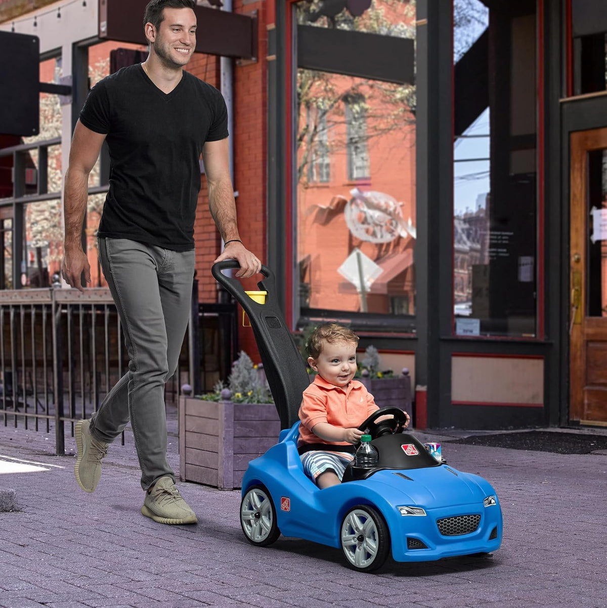 Step2 Whisper Ride Cruiser Kids Push Car, Ride On Toy, Stroller Substitute, Includes Seat Belt &