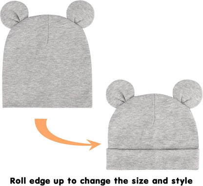 DRESHOW BQUBO 4 Pieces Baby Beanie Newborn Toddler Soft Cute Knit Hat Hospital Hats for Baby Boys