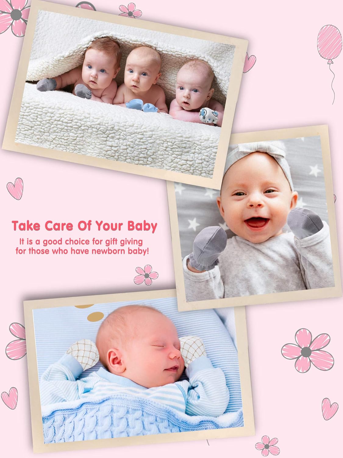 24 Pairs Newborn Baby Mittens Unisex Cute Glove No Scratch Baby Mittens Gloves for 0-6 Months Boys