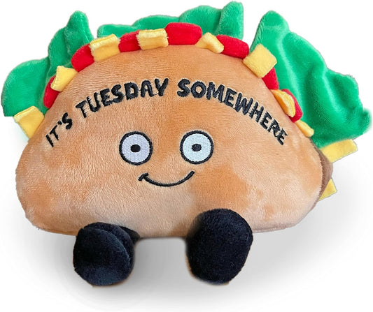 Taco Foodie Plushie, Funny Pun Meme Gag Gift, White Elephant, Stocking Stuffer Present, Great for