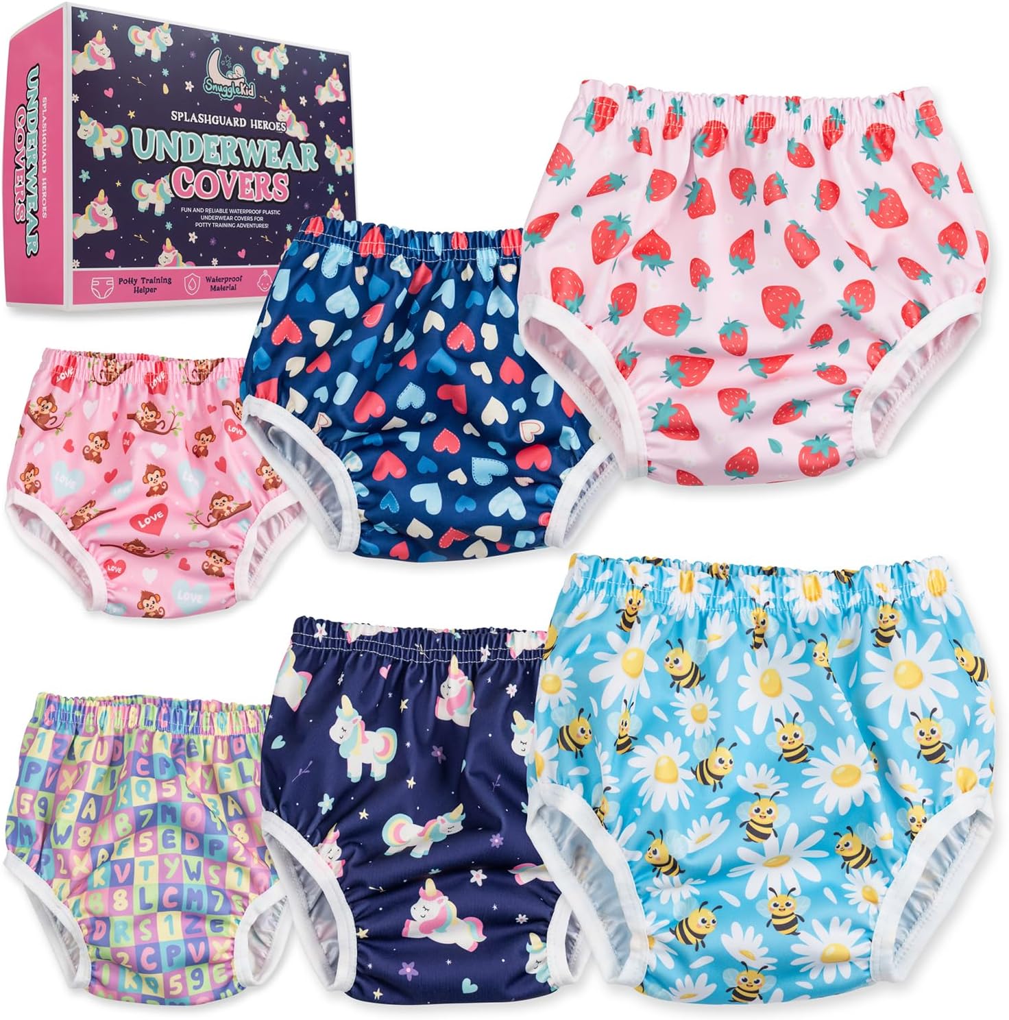 Waterproof Plastic Underwear for Potty Training, 6-Pack - Super-Soft Cloth Diaper Covers with