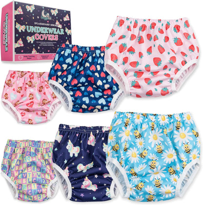 Waterproof Plastic Underwear for Potty Training, 6-Pack - Super-Soft Cloth Diaper Covers with