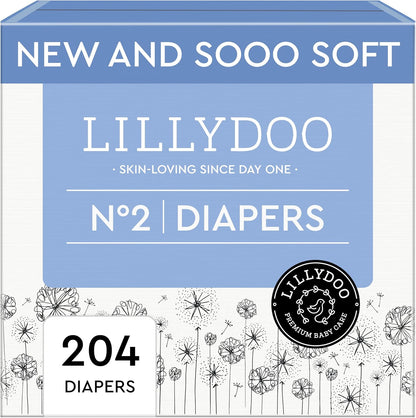 Baby Diapers - Size 2 (9-18 lbs), Monthly Supply (204 Count), Leak Protection, Skin-Friendly