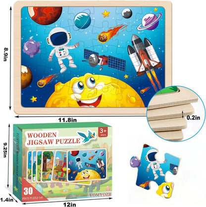 Wooden Puzzles for Kids Ages 4-6, 6 Packs 30 PCs Jigsaw Puzzles for Kids Ages 3-5 | 4-8, Wooden